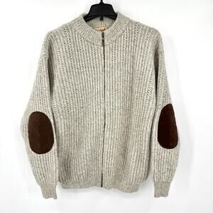 VTG Woolrich Sweater Cardigan Men's Large Wool Blend Full Zip Fisherman Chunky